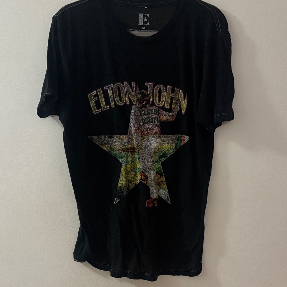 Elton John Black Graphic T-Shirt